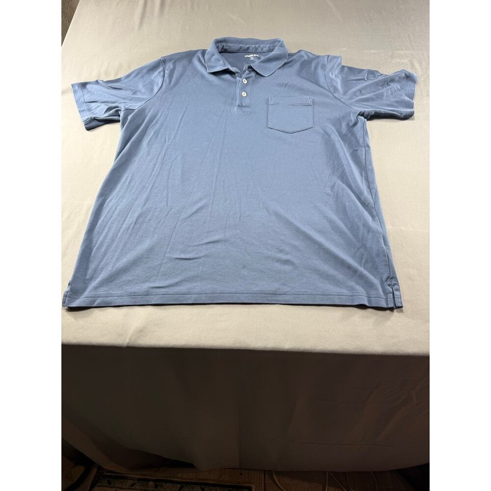 Men’s Blue Performance Polo Shirt Pocket Casual Golf Office Basic Tee Size XLT